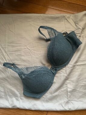 Chantelle Festivite Lace Plunge Bra 32DD (EU 70E/32E) in blue